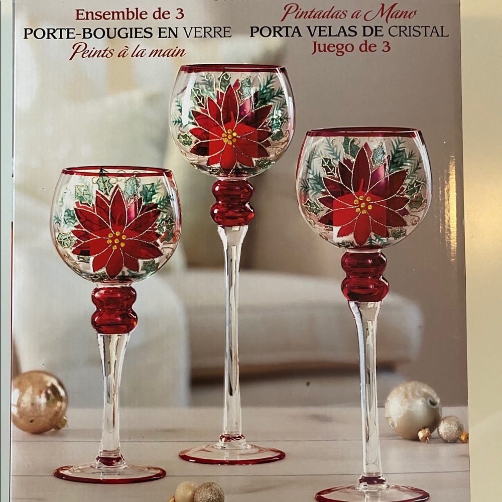 Glass Christmas Candle Holders